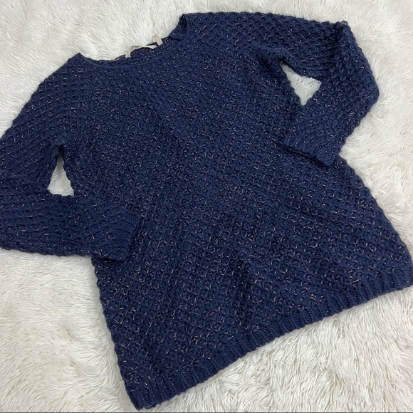 Soft Surroundings | Navy & Gold Shimmer Sweater - Picture 2 of 8